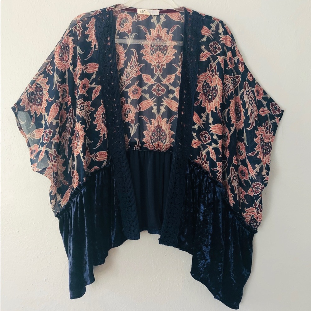 Jolt, Navy Blue Sheer and Crushed Velvet Shaw